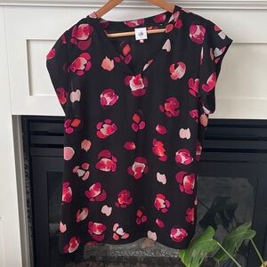 CAbi Black and Pink Floral Blouse Excellent condition